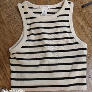 Cropped Tank With  Black Stripes From H&M